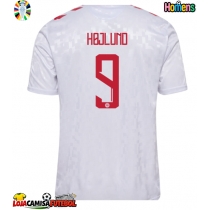 Camisa de Futebol Dinamarca Rasmus Hojlund #9 Equipamento Secundário Europeu 2024 Manga Curta